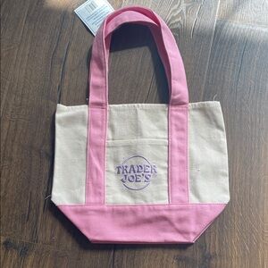 Trader Joe's Pink & Cream Canvas Mini Tote